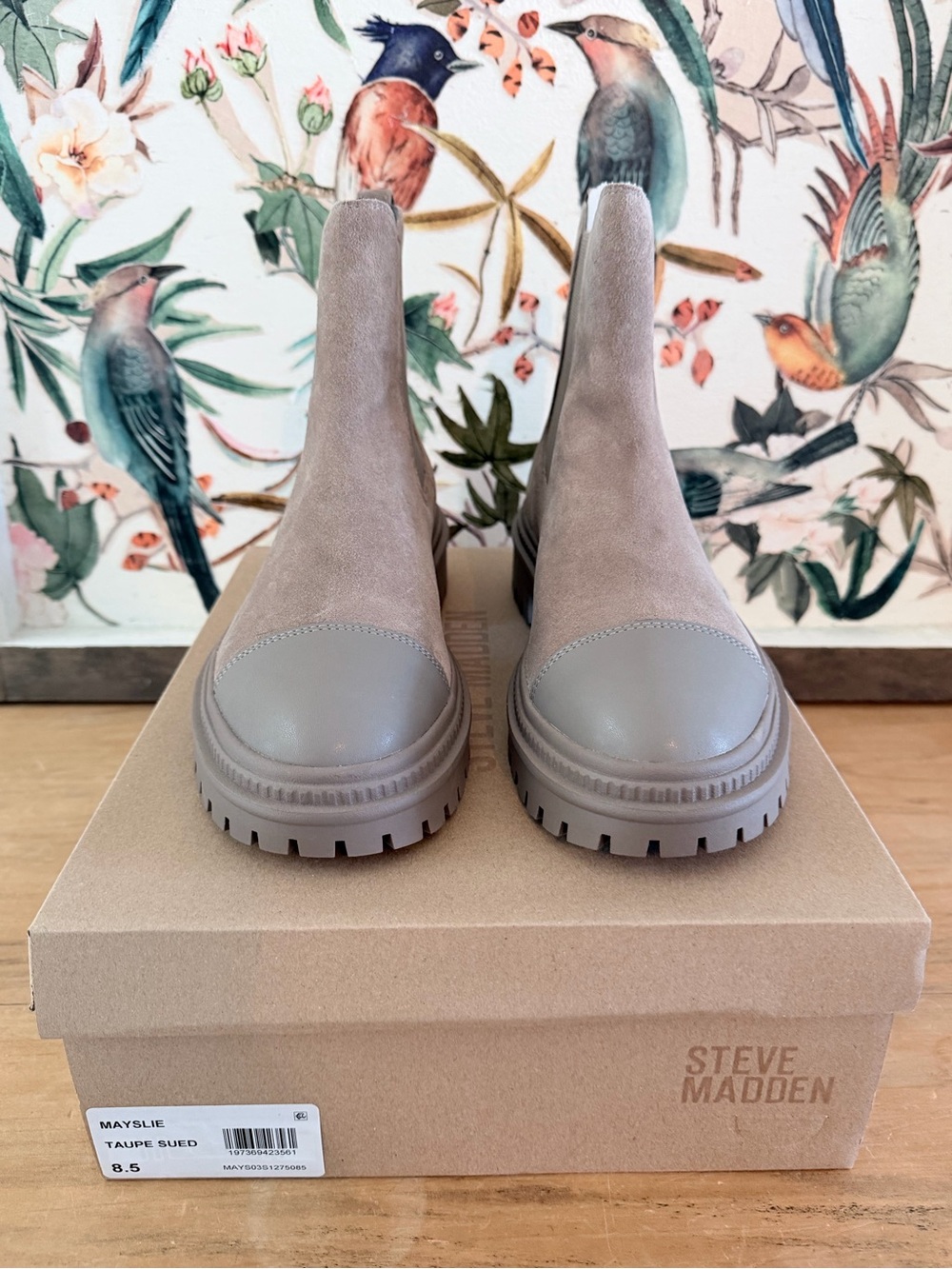 Steve Madden Taupe Suede Chelsea Lug Ankle Boots